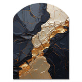 Minimalism Chrome Gold And Black Poteries II - Asymmetric Metal Wall Art