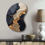 Minimalism Chrome Gold And Black Poteries II - Asymmetric Metal Wall Art