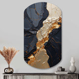 Minimalism Chrome Gold And Black Poteries II - Asymmetric Metal Wall Art