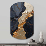 Minimalism Chrome Gold And Black Poteries II - Asymmetric Metal Wall Art