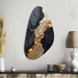 Minimalism Chrome Gold And Black Poteries II - Asymmetric Metal Wall Art