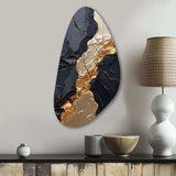 Minimalism Chrome Gold And Black Poteries II - Asymmetric Metal Wall Art