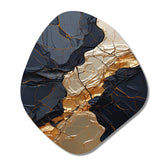 Minimalism Chrome Gold And Black Poteries II - Asymmetric Metal Wall Art