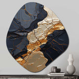 Minimalism Chrome Gold And Black Poteries II - Asymmetric Metal Wall Art