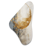 Minimalism Grey Gold Moon Poteries - Asymmetric Metal Wall Art