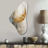 Minimalism Grey Gold Moon Poteries - Asymmetric Metal Wall Art