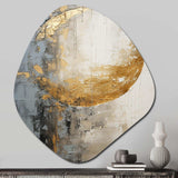 Minimalism Grey Gold Moon Poteries - Asymmetric Metal Wall Art