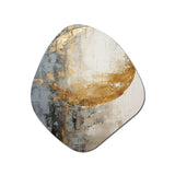 Minimalism Grey Gold Moon Poteries - Asymmetric Metal Wall Art