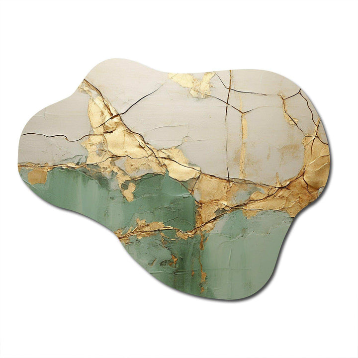 Green Gold Minimalism Poteries - Asymmetric Metal Wall Art