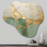 Green Gold Minimalism Poteries - Asymmetric Metal Wall Art