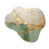 Green Gold Minimalism Poteries - Asymmetric Metal Wall Art