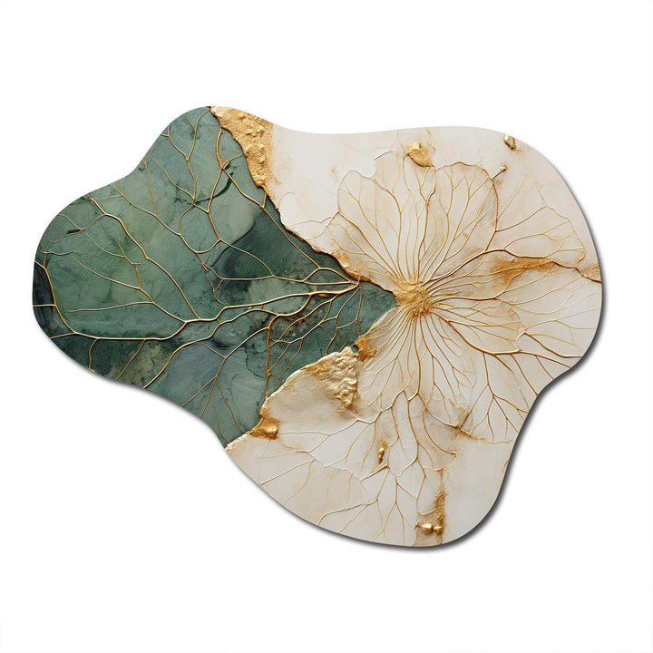 Green Gold Minimalism Poteries I - Asymmetric Metal Wall Art