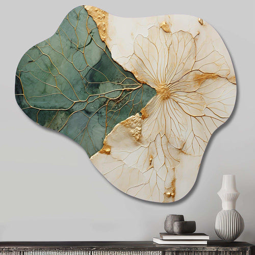 Green Gold Minimalism Poteries I - Asymmetric Metal Wall Art
