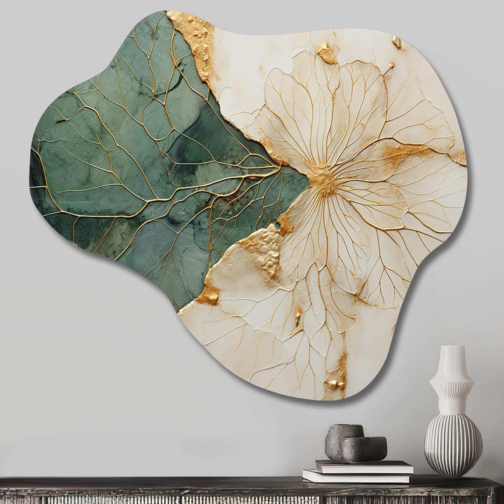 Green Gold Minimalism Poteries I - Asymmetric Metal Wall Art