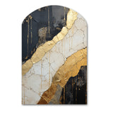 Black Gold Adorned Poteries V - Asymmetric Metal Wall Art