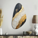 Black Gold Adorned Poteries V - Asymmetric Metal Wall Art