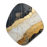 Black Gold Adorned Poteries V - Asymmetric Metal Wall Art