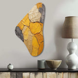 Minimalism Yellow Botanical Ceramics - Asymmetric Metal Wall Art