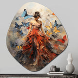 Butterfly And Woman Dance I - Asymmetric Metal Wall Art