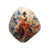 Butterfly And Woman Dance I - Asymmetric Metal Wall Art