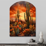 Copper Cactus In Nevada - Asymmetric Metal Wall Art