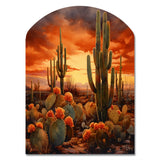 Copper Cactus In Nevada - Asymmetric Metal Wall Art