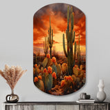 Copper Cactus In Nevada - Asymmetric Metal Wall Art