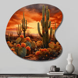 Copper Cactus In Nevada - Asymmetric Metal Wall Art