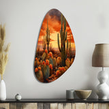 Copper Cactus In Nevada - Asymmetric Metal Wall Art