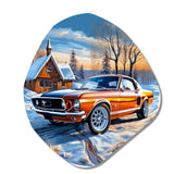 Muscle Car Charm In Winter I - Asymmetric Metal Wall Art