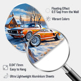 Muscle Car Charm In Winter I - Asymmetric Metal Wall Art