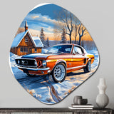 Muscle Car Charm In Winter I - Asymmetric Metal Wall Art