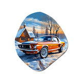 Muscle Car Charm In Winter I - Asymmetric Metal Wall Art