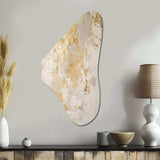 Fizzs Beige And Gold Fantasy - Asymmetric Metal Wall Art