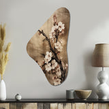 Cherry Blossoms Brown Dark Solitude I - Asymmetric Metal Wall Art