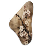 Cherry Blossoms Brown Dark Solitude I - Asymmetric Metal Wall Art