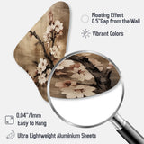 Cherry Blossoms Brown Dark Solitude I - Asymmetric Metal Wall Art