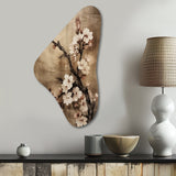 Cherry Blossoms Brown Dark Solitude I - Asymmetric Metal Wall Art