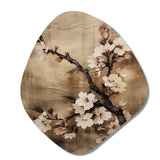 Cherry Blossoms Brown Dark Solitude I - Asymmetric Metal Wall Art