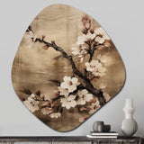 Cherry Blossoms Brown Dark Solitude I - Asymmetric Metal Wall Art