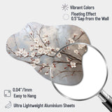 Minimalism Grey And Beige Cherry Blossom I - Asymmetric Metal Wall Art