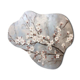 Minimalism Grey And Beige Cherry Blossom I - Asymmetric Metal Wall Art