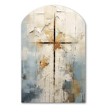 Beige Christianity Cross Of Jessus II - Asymmetric Metal Wall Art