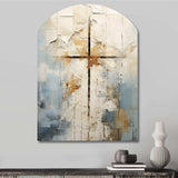 Beige Christianity Cross Of Jessus II - Asymmetric Metal Wall Art