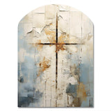 Beige Christianity Cross Of Jessus II - Asymmetric Metal Wall Art