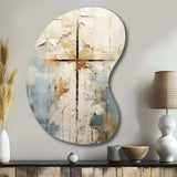 Beige Christianity Cross Of Jessus II - Asymmetric Metal Wall Art