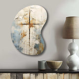 Beige Christianity Cross Of Jessus II - Asymmetric Metal Wall Art