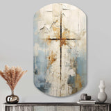 Beige Christianity Cross Of Jessus II - Asymmetric Metal Wall Art