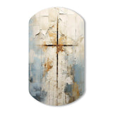 Beige Christianity Cross Of Jessus II - Asymmetric Metal Wall Art