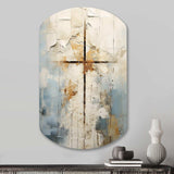 Beige Christianity Cross Of Jessus II - Asymmetric Metal Wall Art